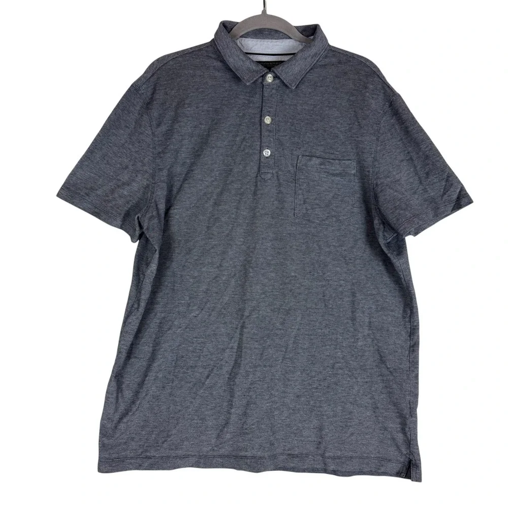 Banana Republic Polo Shirt Mens XL Gray Performance Knit Short Sleeve Stretch